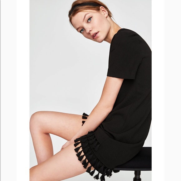 zara black shift dress
